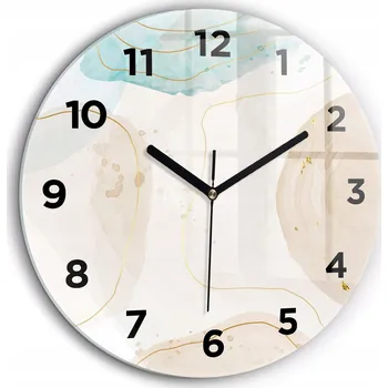 Hodiny Skleněné nástěnné hodiny do kanceláře se stylovým potiskem Akvarelové skvrny průměr 60 cm