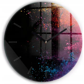Hodiny Foto Skleněné Hodiny Nástěnné Do Moderních Interiérů Exploze barev průměr 30 cm