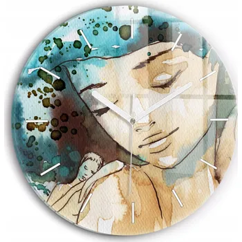 Hodiny Ozdobné nástěnné hodiny s krásnou grafikou Abstrakce Žena kulatý průměr 30 cm