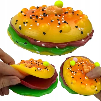 SENZORICKÁ HRAČKA vzdělávací SENDVIČ MAČKACÍ HRAČKA velký HAMBURGER