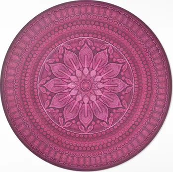 Koberec Kulatý Koberec PVC průměr 50 cm Dekorativní mandala s květinou, boho vzor
