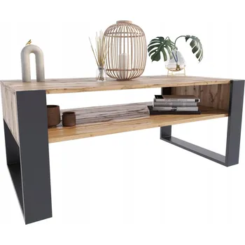 Konferenční stolek Konferenční stolek Matkam obdélníkový dub wotan 2 police matný industriální styl