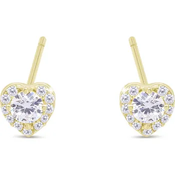 Náušnice Stříbrné náušnice pozlacené srdíčka se zirkony 3498