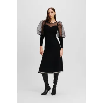 Dámská sukně SUKNĚ KARL LAGERFELD A LINE PEARL KNIT SKIRT BLACK