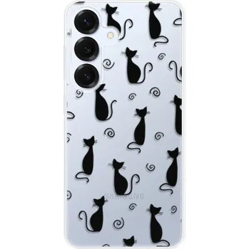 Pouzdro na mobilní telefon Odolné silikonové pouzdro iSaprio - Cat pattern 05 - black - Samsung Galaxy S25
