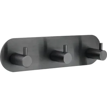 Držák na ručník Háčková lišta form&style k nalepení 3 háčky kulatá grafit