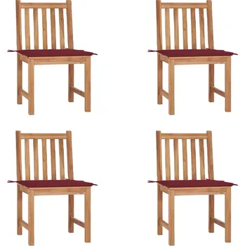 Zahradní židle s poduškami 4 ks masivní teak Červená3073097