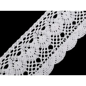 Krajka Bavlněná krajka paličkovaná šíře 75 mm, barva 1 bílá
