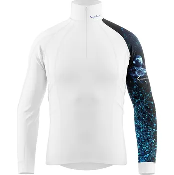 Pánské funkční triko dlouhý rukáv - stoják ECO zip ARCHITECT bílá Bamboo Thermo - Modrá / L