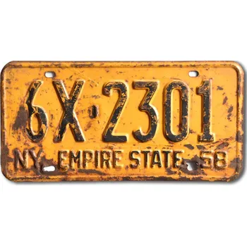 Plechová cedule Americká SPZ New York 1958 Yellow 6X-2301