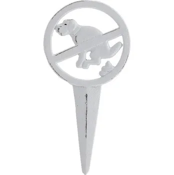 Plechová cedule Cedule se psem NO POOING, bílá, v.30cm|Esschert Design