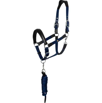 EQUESTRO Set ohlávky a vodítka Lani New Equestro, black/navy FULL