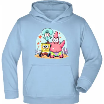 Dětská mikina s kapucí Spongebob v kalhotách Barva: Nebesky modrá/Světle modrá, Velikost: 134/140 - 9/10let