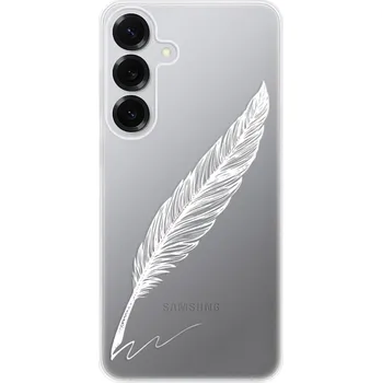 Pouzdro na mobilní telefon Odolné silikonové pouzdro iSaprio - Writing By Feather - white - Samsung Galaxy S25+