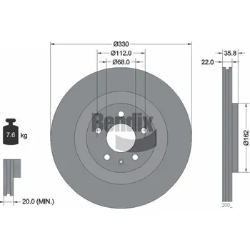 Brzdový kotouč Brzdový kotouč BENDIX Braking BDS1250