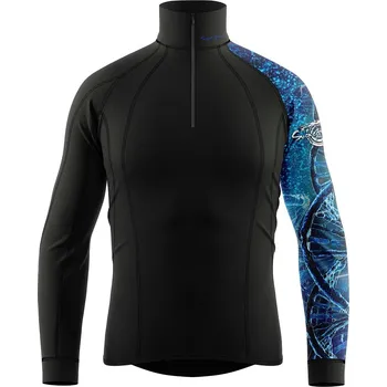 Pánské funkční triko dlouhý rukáv - stoják ECO zip D.N.A. černá Bamboo Thermo - Modrá / L