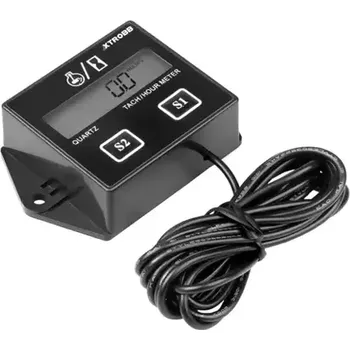 Vodotěsné počítadlo motohodin s otáčkoměrem černé