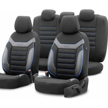 Potah sedadla OTOM Autopotahy Škoda Fabia III (2014 - 2022) univerzální | INDIVIDUAL 203 BLACK/BLUE 3-ZIP