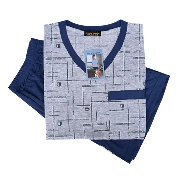 Pánské pyžamo n-feel Pánské bavlněné pyžamo krátký rukáv - TH0123 Barva: Šedá, Velikost: L