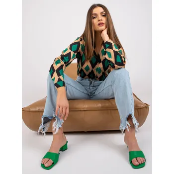 Dámská košile Halenka DHJ BZ 15256.53P černozelená jedna velikost