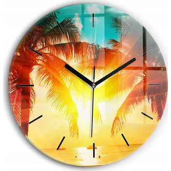 Hodiny Minimalistické Čtvercové Skleněné Nástěnné Hodiny Dovolená Odpočinek fi30 cm