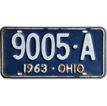 Plechová cedule Americká SPZ Ohio 1963 Blue 9005-A