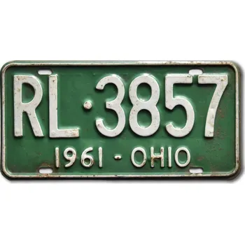 Plechová cedule Americká SPZ Ohio 1961 Green RL-3857