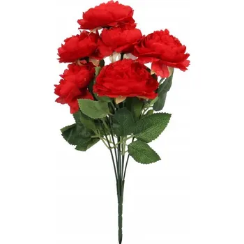 umělá květina Červená Kytice Umělých Pivoňek 36 cm Hotová Květinová Vazba Dekorace
