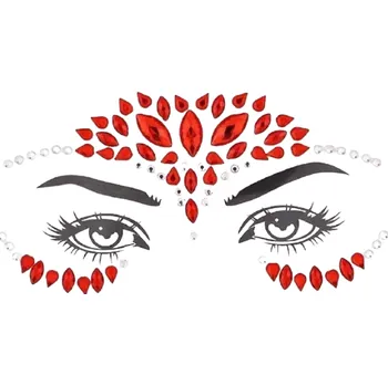 Karnevalový doplněk Kamínky na obličej - červená