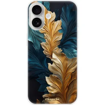 Odolné silikonové pouzdro iSaprio - GoldBlue Leaves 02 - iPhone 16