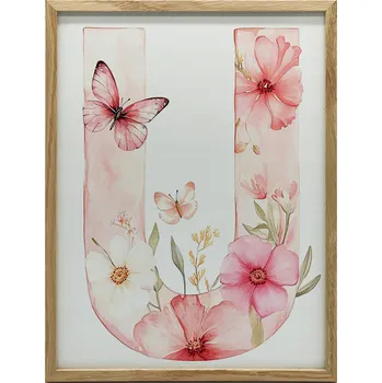 Plakát Plakát U s květinami a motýly PLAKÁT PLAKÁT KVĚTINY A MOTÝLI BEZ RÁMU 50x70