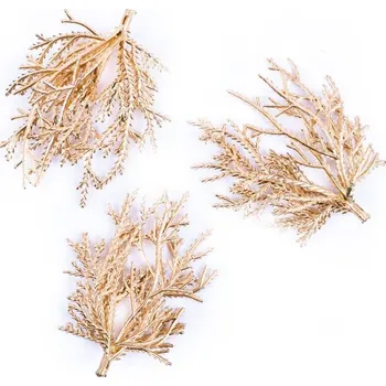 Vánoční dekorace Zlatá vánoční větvička 3 ks