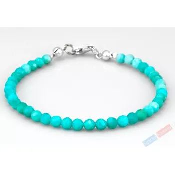 Náramek Náramek z broušeného amazonitu z Peru QA, stříbro Ag 925/1000, kuličky cca 4 mm, nádherná tyrkysová barva (AIT4235NS)