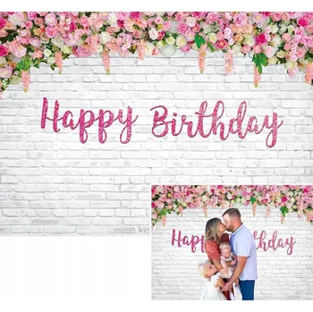 Fotopozadí Fotografické pozadí, narozeninový banner z materiálu, bílá cihla, 1,8 x 1,2 m