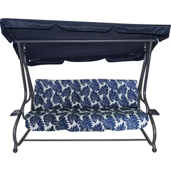 Zahradní houpačka Zahradní houpačka Sedák Textilene 2x1 Vzor Listy Modrá
