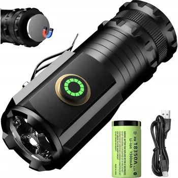 Svítilna MINI LED SVÍTILNA XHP35 5000LM VÝKONNÁ TAKTICKÁ USB-C 18350 VODĚODOLNÁ S KLIPEM