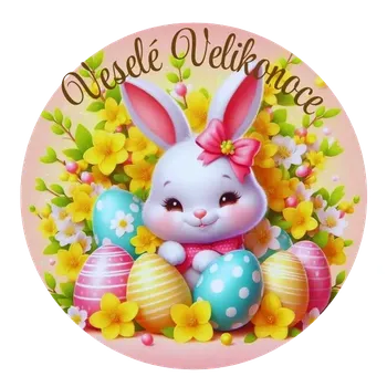 Velikonoční dekorace Samolepící etiketa velikonoční zajíček II. 3,5 cm