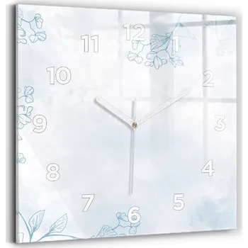 Hodiny Skleněné nástěnné hodiny do obýváku se stylovým potiskem - Náčrt rostlin 30x30 cm