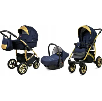 Kočárek Dětský kočárek 3v1 BabyLux GoldLux sporťák, hluboká korba, autosedačka