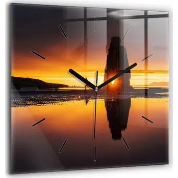 Hodiny Skleněné nástěnné hodiny tiché Kuchyně Běžec a západ slunce 60x60