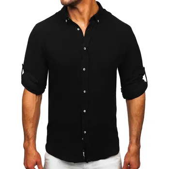 Pánská košile Černá pánská mušelínová košile s dlouhým rukávem Bolf 22746 - XL