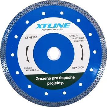Příslušenství k nářadí XTLINE Kotouč diamantový turbo | 200x2,0x10x25,4/22,2 mm