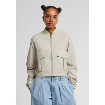 Ladies Short Crinkle Nylon Jacket - stonegrey XS