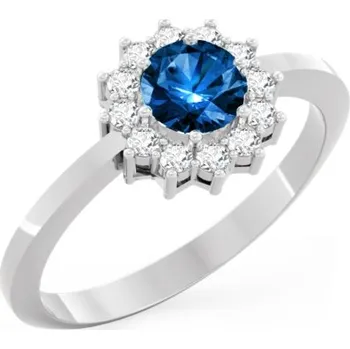 Prsten Couple, Elegantní prsten Dion, bílé zlato s modrým zirkonem, vel. 52, prům. 16.6 mm, 585-66-1-0263.1B00.0.52.112