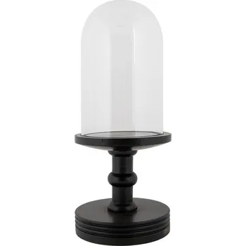 Černý dřevěný podnos se skleněným poklopem Ricco - Ø 17*40 cm