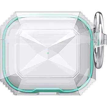 Pouzdro na mobilní telefon Odolný transparentní obal s barevným rámečkem pro AirPods 4 - tyrkysový