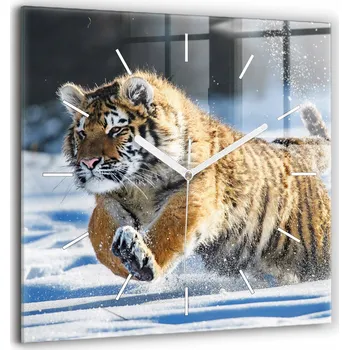 Hodiny Čtvercové Skleněné Nástěnné Hodiny do Obýváku Odvážný Krok Vpřed 60x60 cm