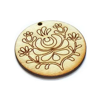 Dřevěný polotovar na výrobu bižuterie - kruh s ornamentem 2