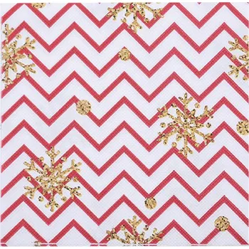 Papírový ubrousek HW LOGISTIC s.r.o. Vánoční ubrousky třívrstvé VLOČKY 33x33 cm 20 ks bílá/zlatá