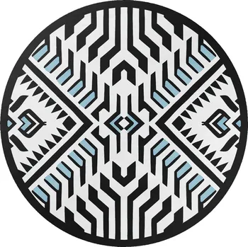 Koberec Kulatý vinylový Koberec o velikosti 50 cm. Geometrický abstraktní vzor, indický styl.